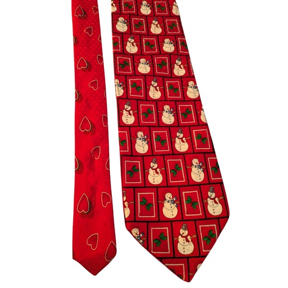 Other - Snowman reversable Valentine's Day Ties Mens Heart Necktie Holiday Tie‎